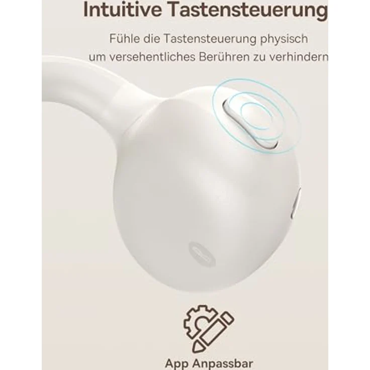 Baseus Bowie MC1 Open Ear Kopfhörer, Ohrclip mit adaptiver Bassverstärkung, Bluetooth 5.4, IP57, 40H Akkulaufzeit, 5,2g - Starlight Weiß – Bild 5