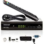 PremiumX Satelliten-Receiver HD 521 FTA, FullHD DVB-S2 Sat TV-Receiver mit HDMI und SCART, 2X USB Multimedia-Player, 12V Externes Netzteil, Schwarz
