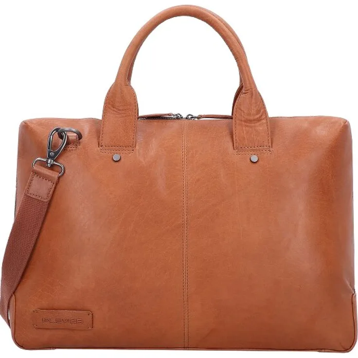 Plevier Rock Basalt Aktentasche aus 100% Leder mit Laptopfach, 41 cm, braun