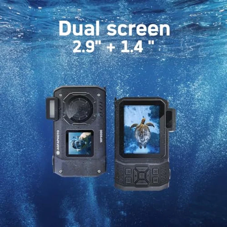 AgfaPhoto Realishot WP9500 - Wasserdichte Digitalkamera, 7m Wasserdicht, 24 MP, 18X Zoom, 4K Video, Doppelbildschirm 2,9”/1,4” - Schwarz – Bild 6