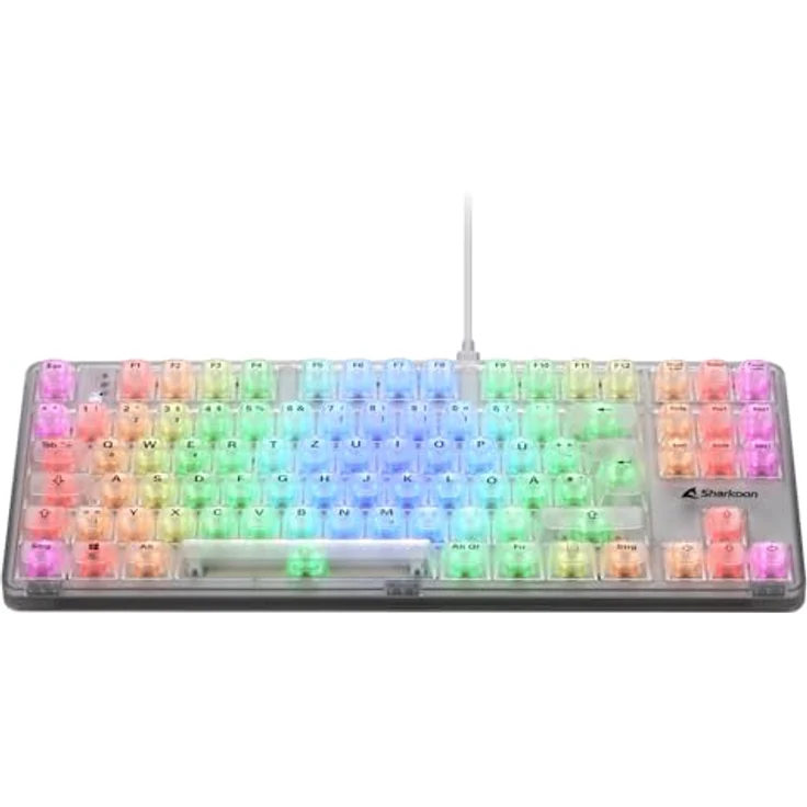 Sharkoon Crystal Shark RGB, Weiß - Transparente Tastatur mit KTT-Schaltern und TKL-Formfaktor – Bild 4