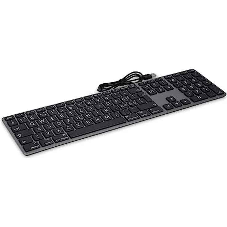 LMP Deutsche USB-Tastatur (QWERTZ) mit Großbuchstaben und Ziffernblock - Aluminiumabdeckung und 2 USB-A-Anschlüsse - Mac kompatibel (Space Gray) – Bild 3