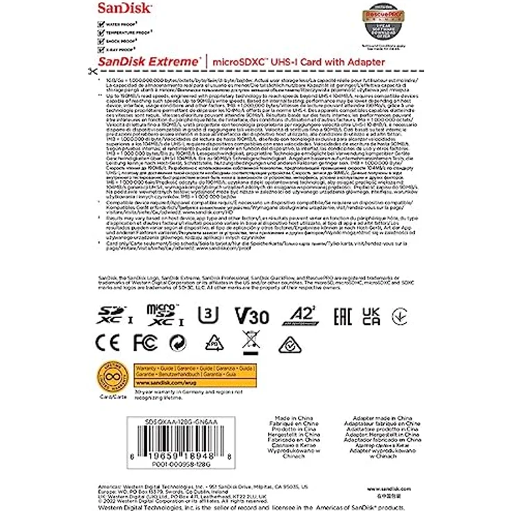 SanDisk Extreme microSDXC UHS-I Speicherkarte 128 GB für Actioncams und Drohnen + Adapter + RescuePRO Deluxe (bis zu 190 MB/s, A2, Class 10, U3, V30) – Bild 5