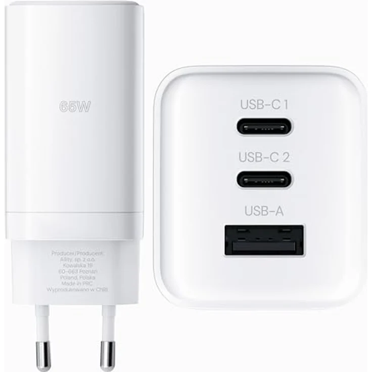 FOREVER Allity Netzladegerät GaN PD QC ATC-01-65WACC 2x USB-C + 1x USB-A 65W weiß, Leistung 65W, 3 Anschlüsse (2x USB-C, 1x USB-A) – Bild 7