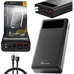 Power Bank 30000 mAh 5V Power Bank USB C Micro-USB Lightning Robustes Gehäuse Lithium-Polymer-Akku Digitale Anzeige Externe Handyakkus Kompakte Größe 4 Geräte gleichzeitig LED-Taschenlampe Powerbank - Preisvergleich