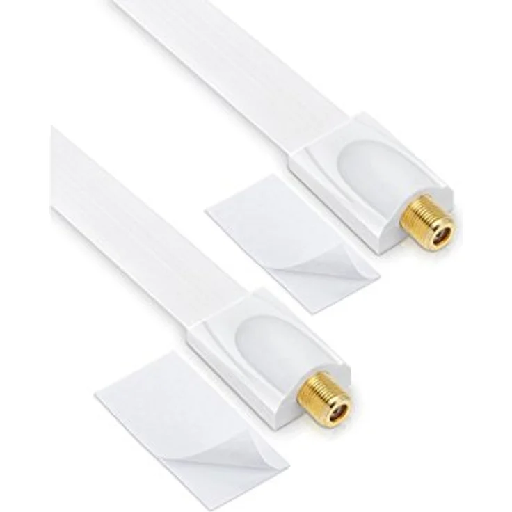 conecto 4X Premium Fensterdurchführung für SAT Kabel koaxial inkl. Klebepads (F-Kupplung auf F-Kupplung, vergoldet) weiß, 30 cm - Preisvergleich – Bild 2