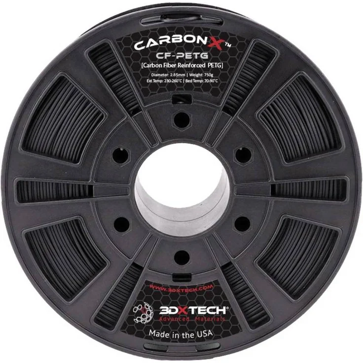 3D Xtech CarbonX PETG+CF Filament, 2.85 mm, 750 g, hochfest und dimensionsstabil, Schwarz