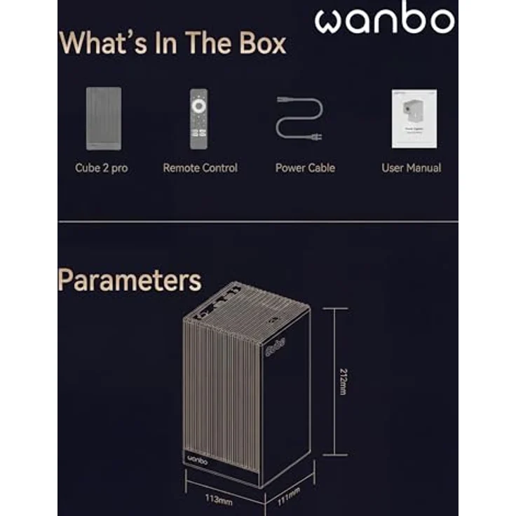 Wanbo Cube 2 Pro, Full HD Projektor mit 500 ANSI Lumen, Android TV 11, automatische Kalibrierung, Gimbal, Grün – Bild 10