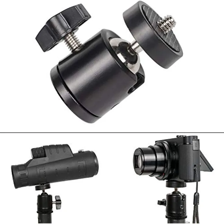 Your Day Mate GmbH Stativgewinde für Tripod, 1-4'' Zoll Gewinde und 360° Grad Kugelkopf, Tripod Adapter mit Montageplatte, für alle Arten von DSLR und SLR Kameras, Stativ Halterung, Adapterschraube Kamera Zubehör