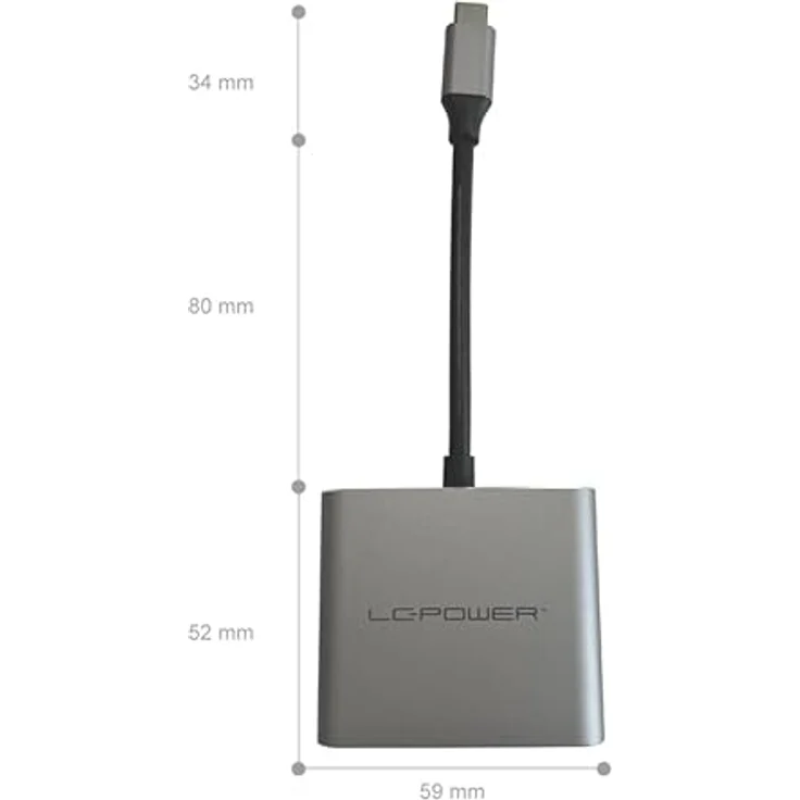 LC-Power LC-HUB-C-MULTI-4-V2 USB-C Hub mit HDMI, USB 3.0-Port, 100W Power Delivery, 5 Gbit/s Superspeed, Plug'n'Play – Bild 3