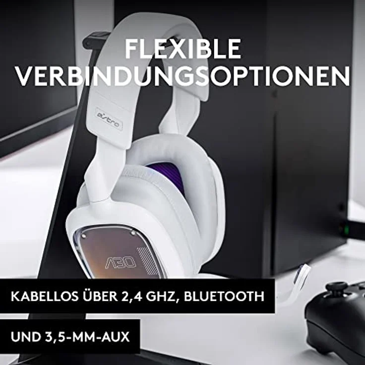 Logitech G Astro A30 LIGHTSPEED Kabelloses Gaming-Headset, Bluetooth-fähig, Dolby Atmos, Abnehmbares Boom, 27 h Akku, USBC-Ladung, für Xbox, PS5, PS4, Nintendo Switch, PC, Android - Weiß – Bild 3