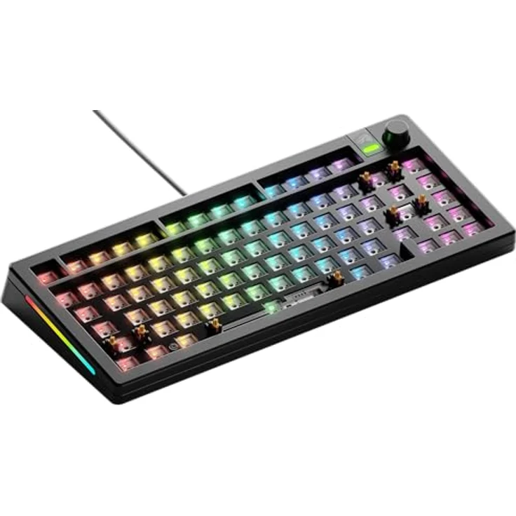 GLORIOUS GMMK 3 75% Barebones Anpassbares Tastatur-Kit, ANSI, Schwarz, mit modularer Dichtung und programmierbarem Drehknopf – Bild 1