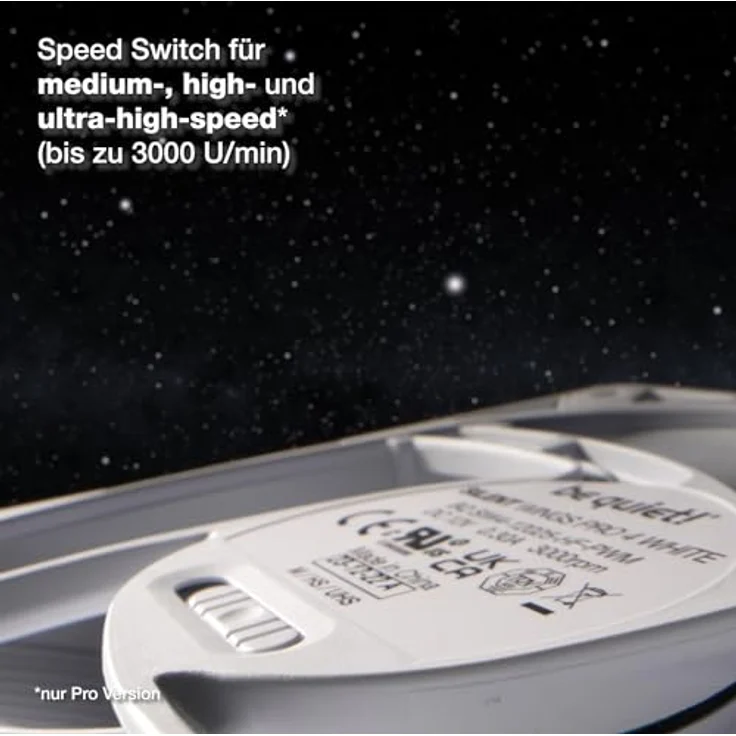 be quiet! Silent Wings Pro 4 140mm PWM White Lüfter, optimierte Lüfterblätter, außergewöhnlich hohe Performance, Speed Switch ermöglicht den Wechsel der maximalen PWM-Drehzahl, 6-Pol-Lüftermotor – Bild 5