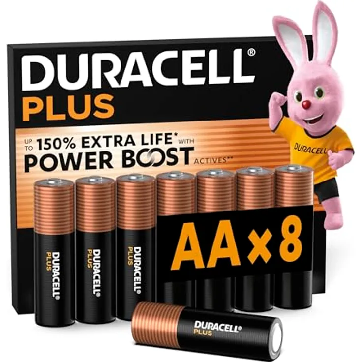 Duracell Plus-AA BOOST K8 Batterien, zuverlässige Energiequelle für elektronische Geräte, 8er Pack