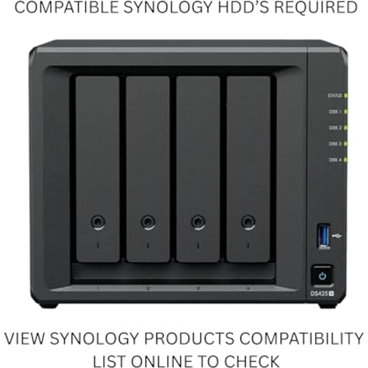 Synology DiskStation DS425+, 4-Bay NAS ohne Disk, Intel Celeron J4125, 2GB RAM, 1x1GbE + 1x2.5GbE, M.2 NVMe Cache-Steckplätze, Snapshot-Replikation – Bild 4