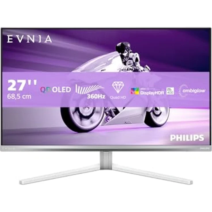 PHILIPS Evnia 27M2N8500-27 Zoll QHD OLED Gaming Monitor, 360 Hz, 0.03 ms, HDR400, FreeSync. Prem., G-Sync comp. (Weiss) – Bild 2