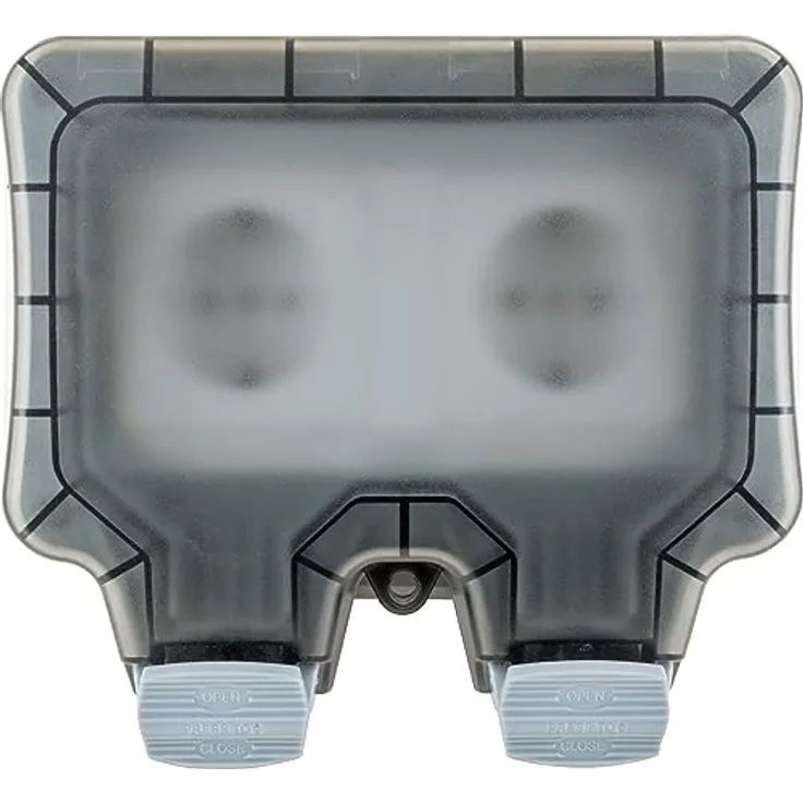 SCHWAIGER SOAD0200 Außensteckdose Aufputz Outdoor Steckdose 2fach IP66 Wetterschutzabdeckung Winkelstecker UV-beständig witterungsfest Gartensteckdose, Abschließbar, in Weiß