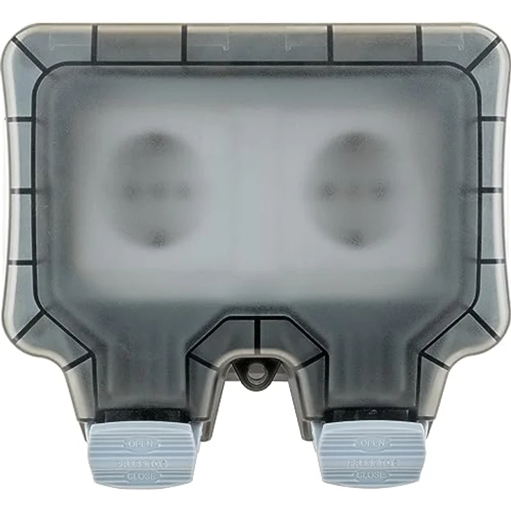 SCHWAIGER SOAD0200 Außensteckdose Aufputz Outdoor Steckdose 2fach IP66 Wetterschutzabdeckung Winkelstecker UV-beständig witterungsfest Gartensteckdose, Abschließbar, in Weiß – Bild 1