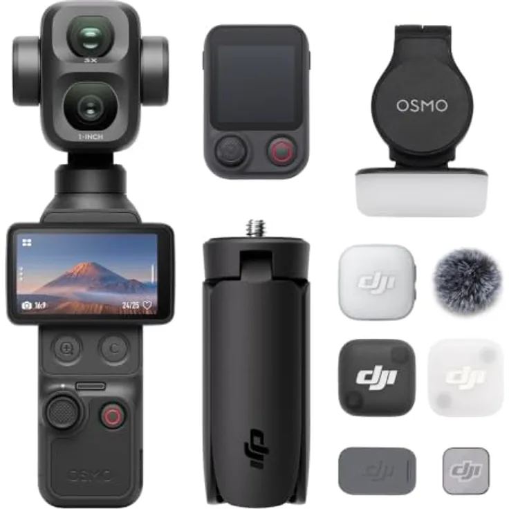 DJI Osmo Pocket 4P Vlog Combo, 7680 x 4320 Pixel Action Kamera mit 4K Ultra HD, Schwarz