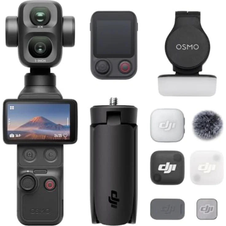 DJI Osmo Pocket 4P Vlog Combo, 7680 x 4320 Pixel Action Kamera mit 4K Ultra HD, Schwarz – Bild 1