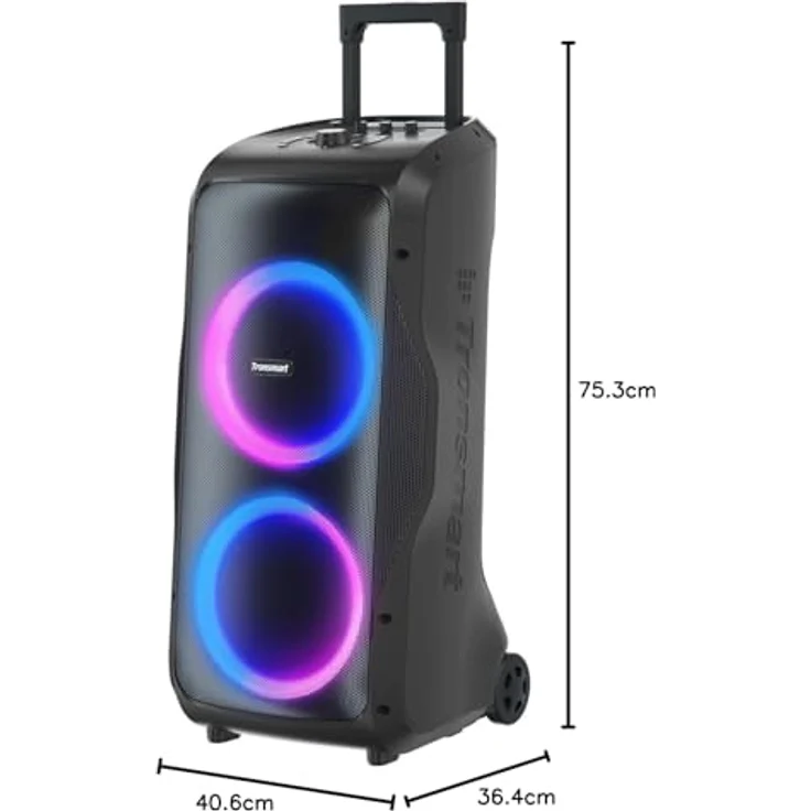 Tronsmart Halo 300, tragbarer Party Lautsprecher mit 240W Leistung, 270° Sound, 20H Akkulaufzeit, Karaoke/Gitarreneingang, IPX4, schwarz – Bild 11