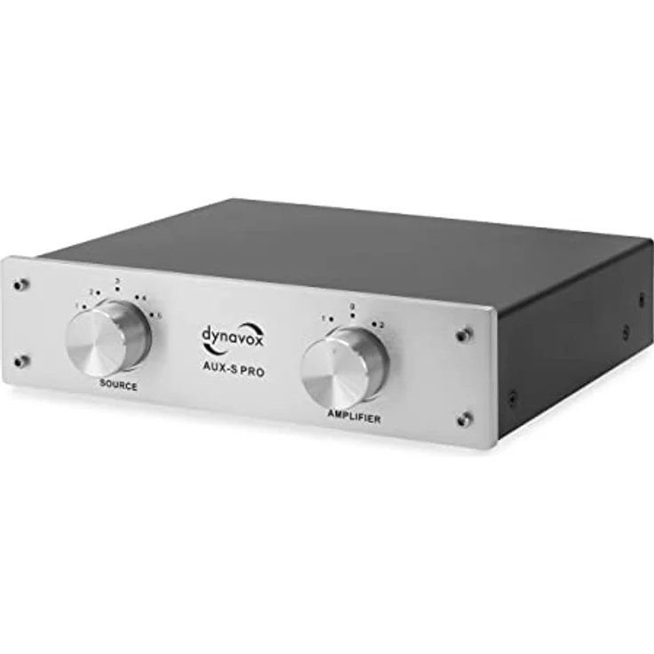 Dynavox AUX-S PRO, Eingangs-Erweiterungs-Umschalter mit 5 Cinch-Eingängen, Anschlüsse für Zwei Stereo- und Surround-Verstärker, Silber – Bild 3
