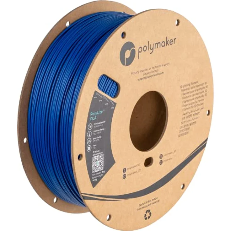 Polymaker PolyLite PLA Blue, 3D-Druckfilament, 1.75mm, 1kg, hohe Hitzebeständigkeit bis 140°C – Bild 1