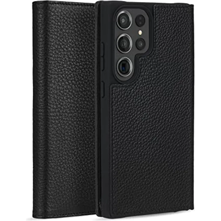Case-Mate Wallet Echtleder Bookcase kompatibel mit Samsung Galaxy S23 Ultra Hülle Leder [3,6 m Fallschutz | Integrierter Klappverschluss | Geld- und Kartenfächer | Handgefertigtes Leder] - Schwarz