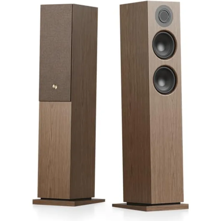 Audio Pro A48W, Aktive Stand-Stereo-Multiroom-Lautsprecher, 320 W, HDMI ARC, Optisch & RCA, AirPlay 2, Google Cast, Walnuss (Paar)