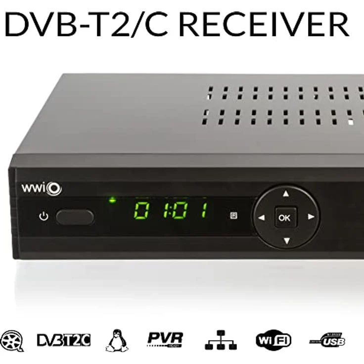 WWIO BrE2ze T2-C Hybrid Digital Receiver HD-TV, DVB-T2, DVB-C, Enigma2, PVR-Ready, LAN, HDMI-Kabel – Bild 5