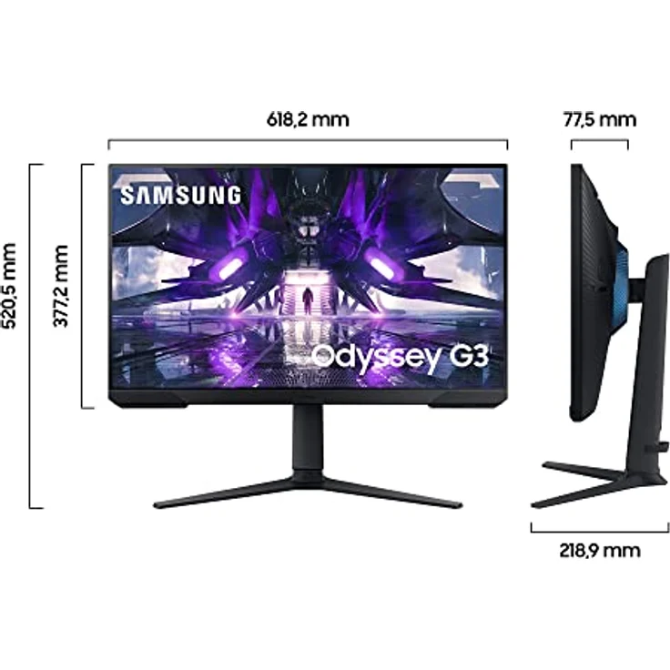 Samsung Odyssey Gaming Monitor G3A LS27AG304NR, 27 Zoll, VA-Panel, Full HD-Auflösung, AMD FreeSync Premium, Reaktionszeit 1 ms (MPRT), Bildwiederholrate 144 Hz, Schwarz – Bild 2