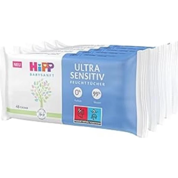 HiPP Babysanft Feuchttücher, Ultra Sensitiv mit innovativer Schwämmchenstruktur, 5 x 48 Tücher – Bild 1