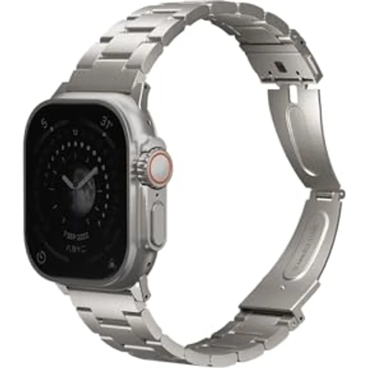 Uniq Osta Apple Watch Stahlband mit selbstverstellbaren Gliedern 49/45/44/42mm Titan Silber, Elegant gebürstete Oberfläche, One Size – Bild 4