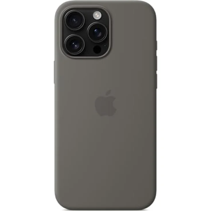 Apple iPhone 16 Pro Max Silikon Case mit MagSafe – Steingrau mit recyceltem Silikonmaterial und Mikrofaserfutter – Bild 4