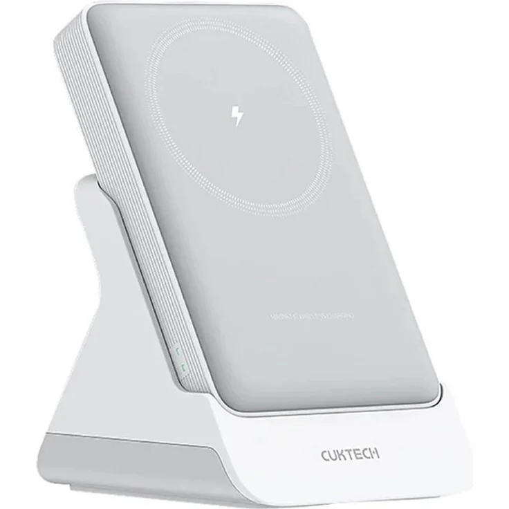 Cuktech WPB100N Magnetladegerät Powerbank 10000 mAh, 20W Laden, Magnethalterung und Ständer, Weiß, 9-fach Schutz