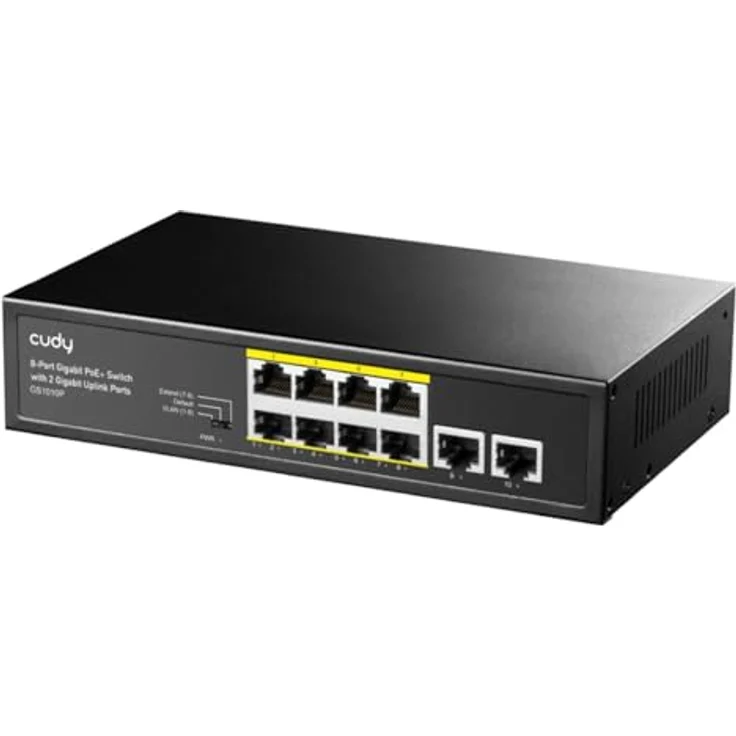 Cudy GS1010P, unmanaged PoE+ Netzwerk Switch mit 10 Ports und 120 W PoE-Budget, Schwarz – Bild 2
