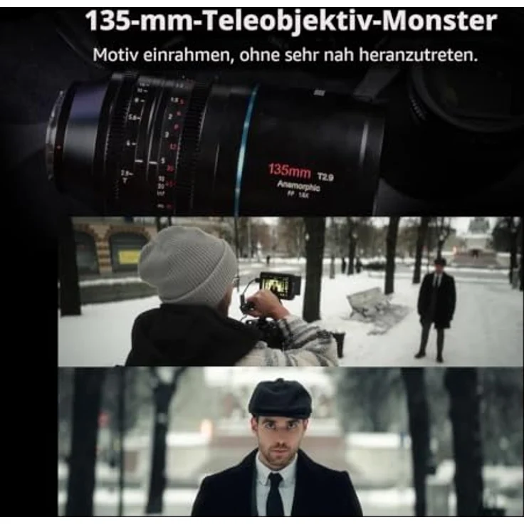 SIRUI Anamorphot Venus 135 mm T2.9 1,8X Vollformat Cine-Objektiv für Sony E-Mount, 16 Elemente in 11 Gruppen, manueller Fokus, ideales Teleobjektiv für Porträts und Landschaften – Bild 4