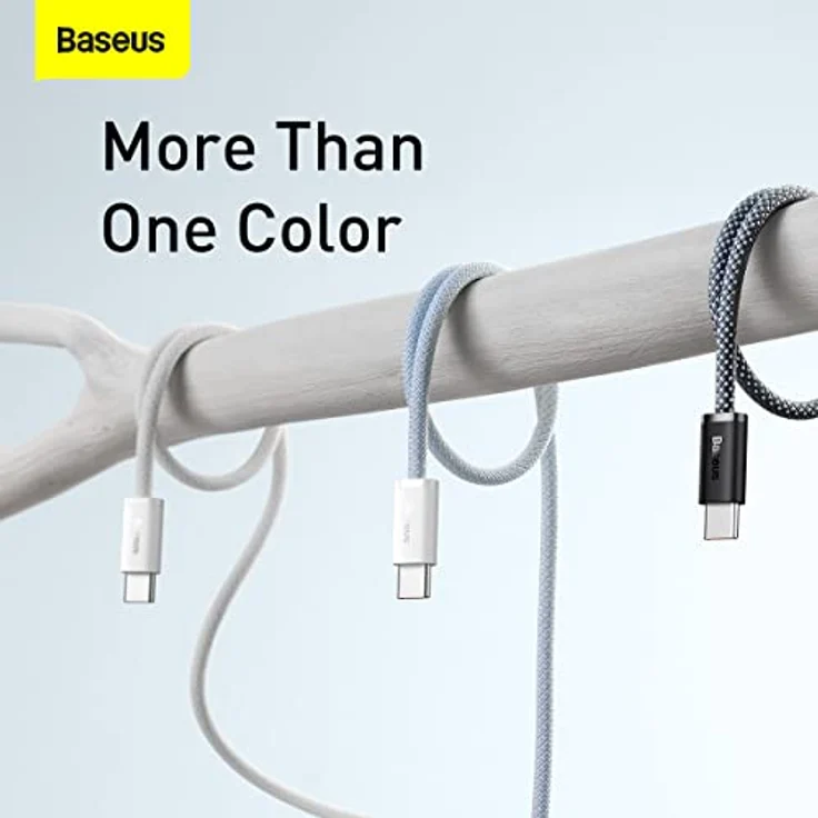 Baseus Dynamic Series USB-C auf USB-C 100W 1m Schnellladekabel, Weiß, hohe Übertragungsgeschwindigkeit bis 480 Mbit/s, langlebiges Nylon-Design – Bild 3