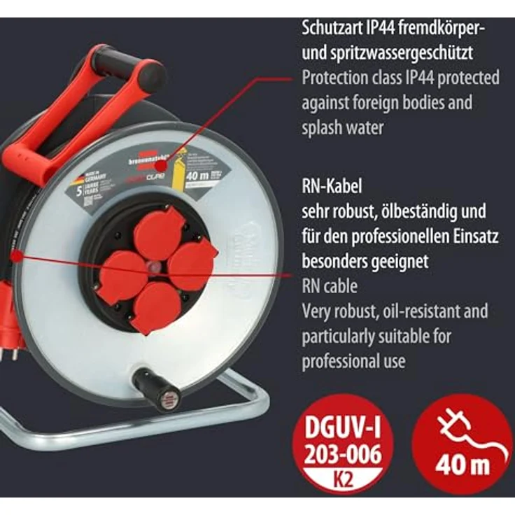 Brennenstuhl Professional SteelCore Kabeltrommel SC 4100 IP44 (40m, Stahlblech, Made in Germany) – Bild 3
