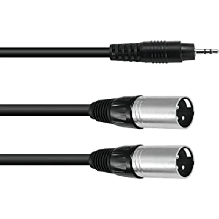 Omnitronic 30225157 XLR Adapterkabel [1x Klinkenstecker 3.5mm - 2x XLR-Stecker 3 polig] 3.00m Schwar