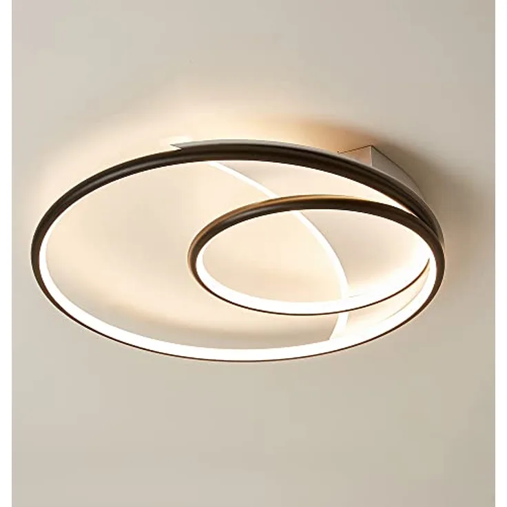 Eurotondisplay LED Deckenleuchte SX87 mit Fernbedienung dimmbar weiß/schwarz Metallrahmen, Schlafzimmerleuchte Ø 45cm
