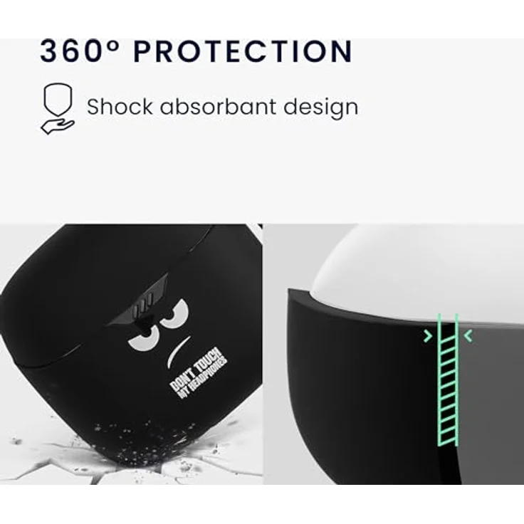 kwmobile Hülle kompatibel mit JBL Tune Flex - Silikon Kopfhörer Schutzhülle Case Cover Weiß Schwarz Schwarz – Bild 3