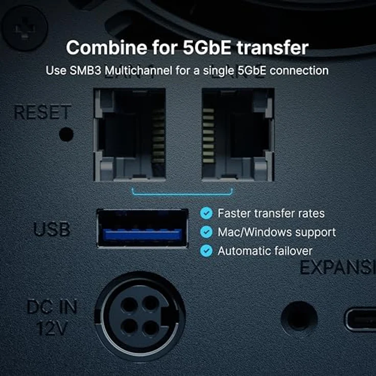 Synology NAS DS925+, 4 Einschübe, erweiterbare Kapazität bis 180 TB, 522/565 MB/s Lese-/Schreibdurchsatz – Bild 4