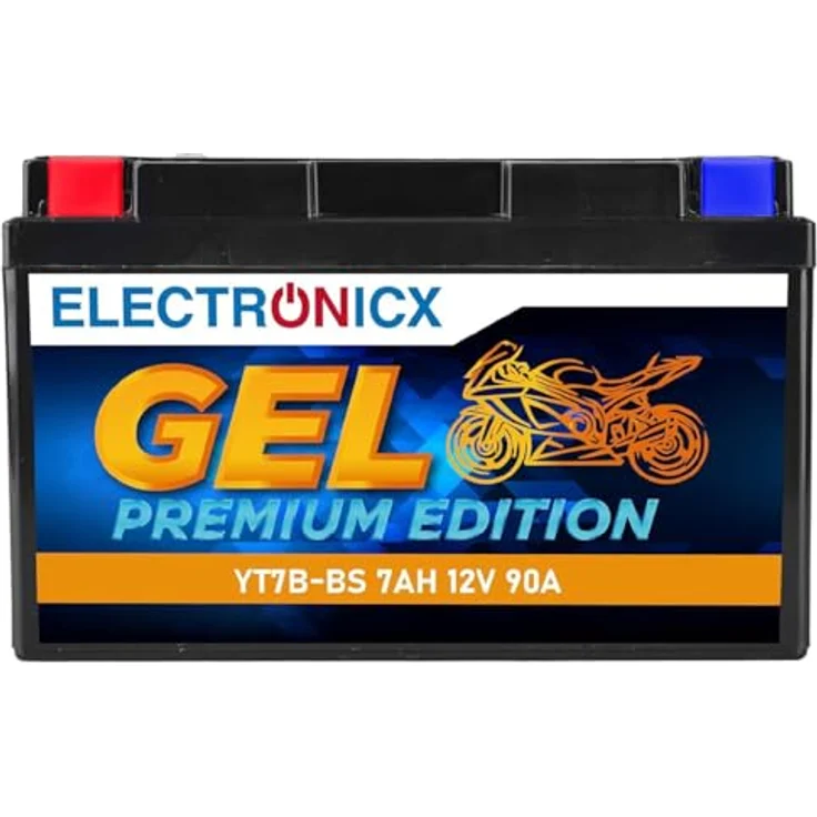 Electronicx GEL-YT7B-BS GEL Motorradbatterie, 7Ah 12V, wartungsfrei, auslaufsicher, rüttelfest, zyklenfest für Motorrad, Roller, Quad, ATV und Jetski – Bild 1