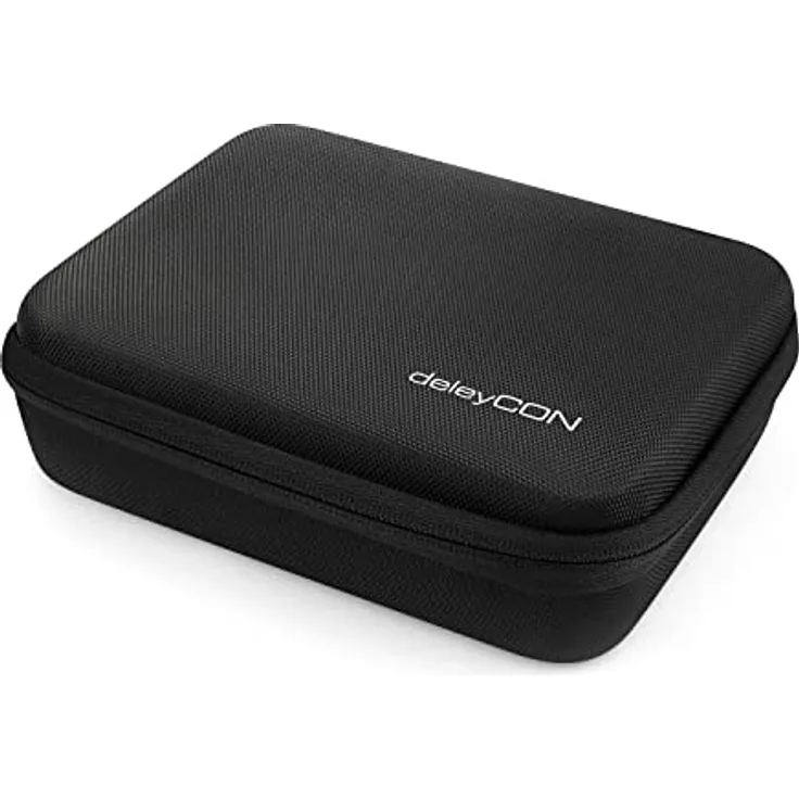 deleyCON Hardcase Tasche für GoPro Actionkamera & Zubehör, robust mit Staub-, Aufprall- und Spritzwasserschutz, Schwarz, Gr. L