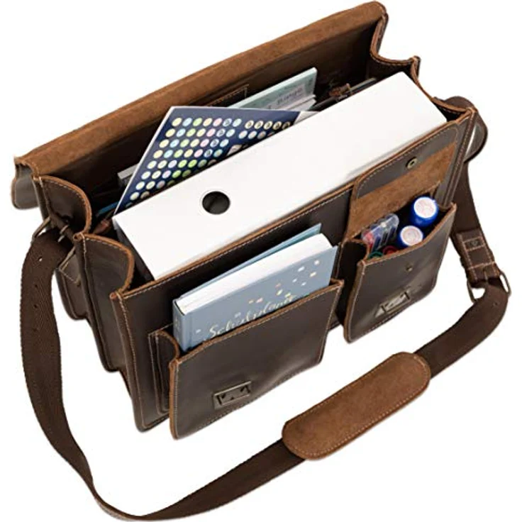 Greenburry Aktentasche Buffalo 1128 XXL, Klassische Laptop-Tasche mit vielen Fächern, braun – Bild 7