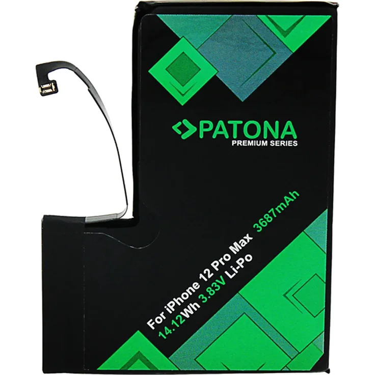 Patona Premium Akku für Apple iPhone 12 Pro Max A2342 A2410 A2411 A2412, 3687 mAh inkl. Werkzeugset