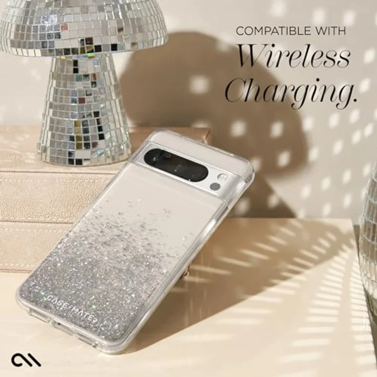 Case-Mate Twinkle Ombre Case Schutzhülle für Google Pixel 8 Pro Hülle Glitzer (3 m Fallschutz, Made for Google Zertifiziert, Pixel 8 Pro Glitzer-Hülle, Aus recyceltem Material) - Transparent – Bild 4