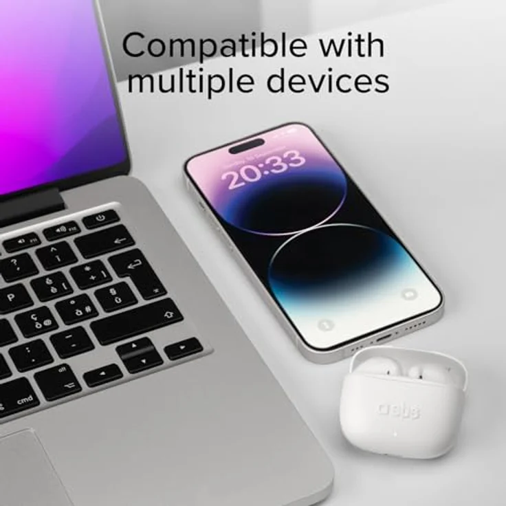 SBS Go Pods TWS, True Wireless Stereo Semi-In-Ear-Kopfhörer mit Ladecase, integriertem Mikrofon, Touch-Bedienung, 12 Stunden Wiedergabezeit, weiß – Bild 4