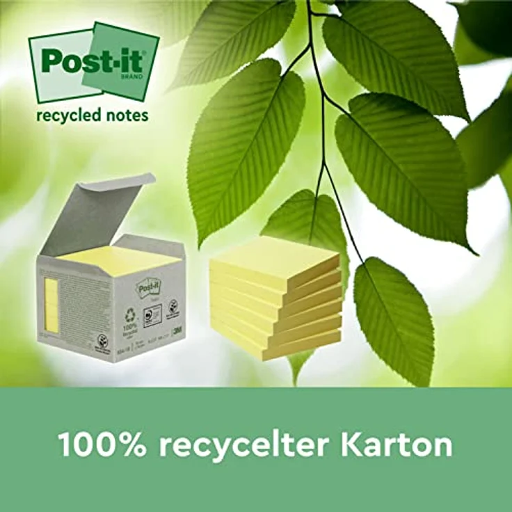 Post-it Super Sticky RSS12CY, Recycling Haftnotizen, extrastark, doppelt so stark haftend, bunt – Bild 3